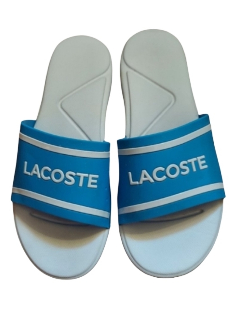 Lacoste L.30 Blue And White Logo Slides
